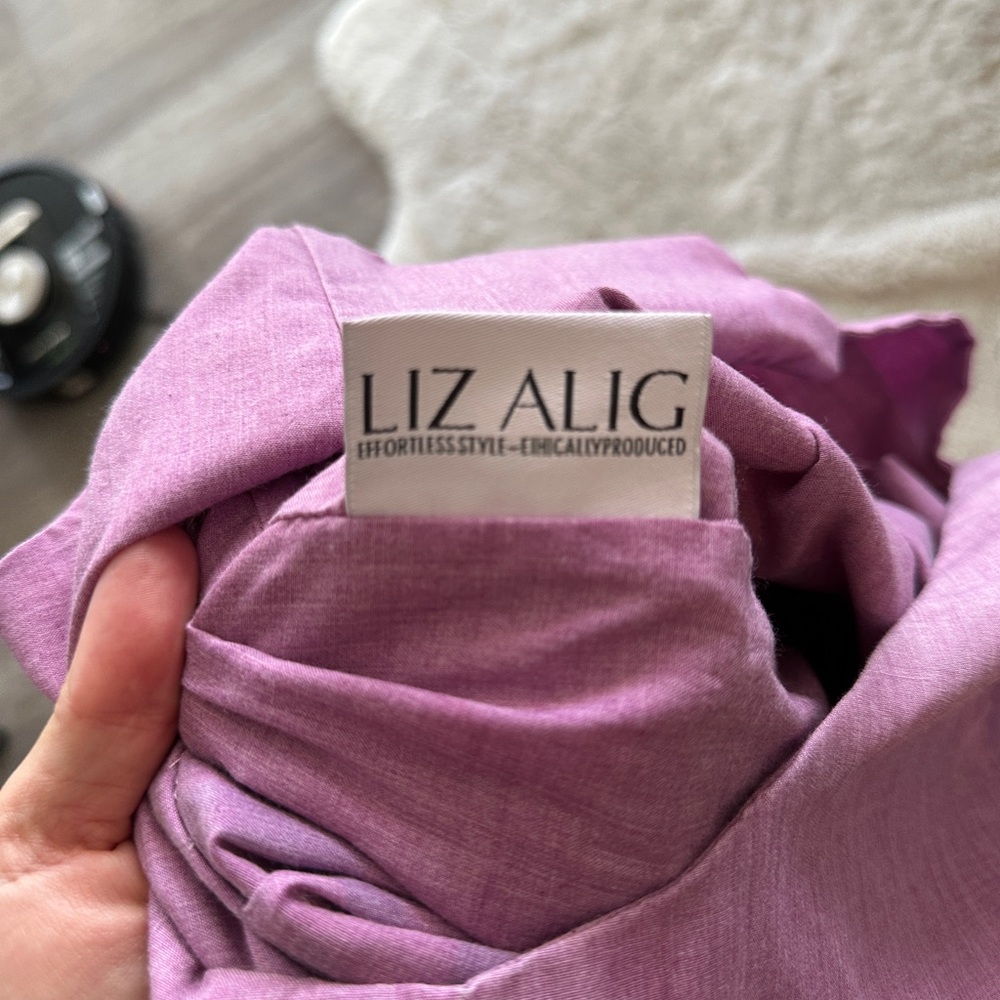 Unique Flour Sack Asymmetrical Purple Dress with Button Details - Picture 7 of 10